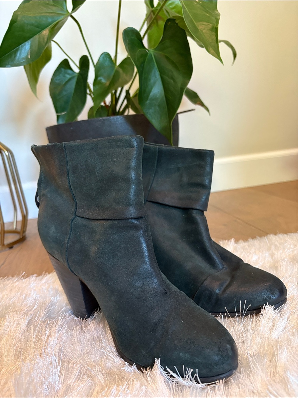 Rag & Bone Women’s Fold-Over Ankle Boots in Dark Green